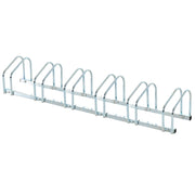 Rastrelliera Porta Biciclette 6 Posti 179x33x27 cm in Acciaio Argento