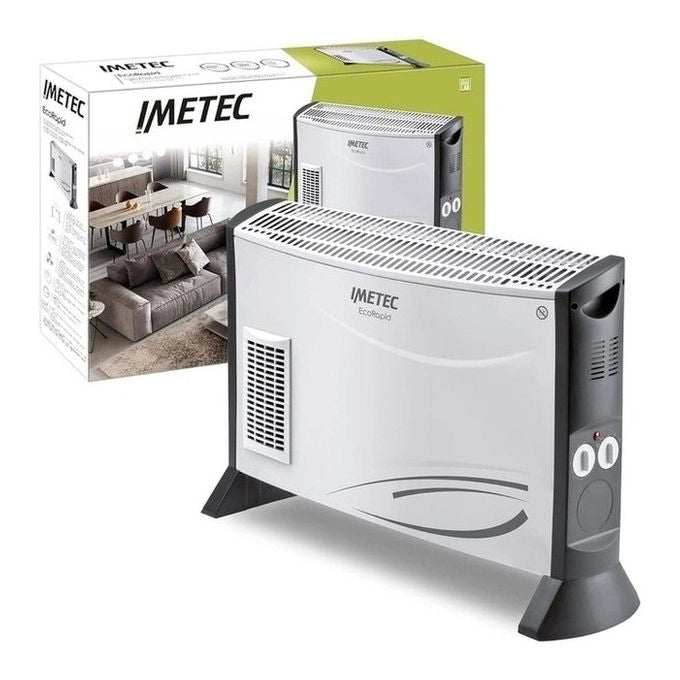 Imetec Eco Rapid, Stufa Elettrica 2000 W, Tecnologia a Basso Consumo Energetico, Termoconvettore 4 Temperature, Termostato Ambiente, Silenzioso