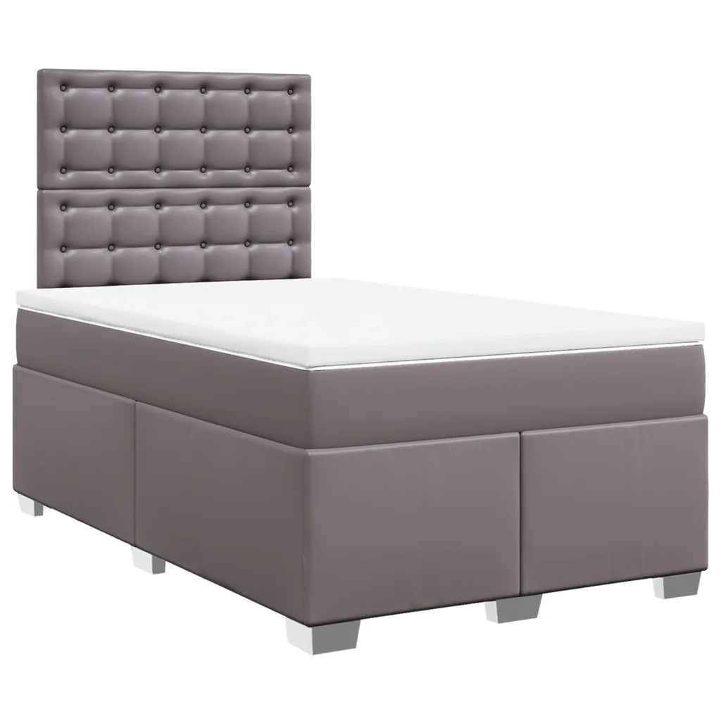 Giroletto a Molle con Materasso Grigio 120x190 cm in Similpelle