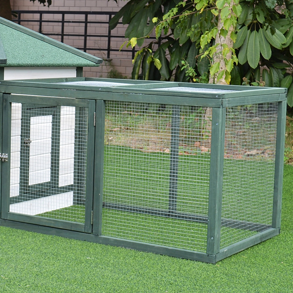 Easycomfort Pollaio da Giardino Prefabbricato in Legno 196x76x97cm, Bianco e Verde