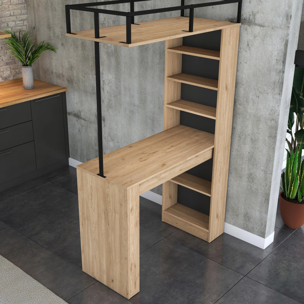 Tavolo da pranzo in legno "Jacob" con ripiani - 120 x 56 x 199 cm - Marrone