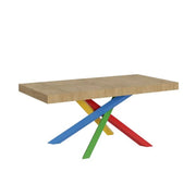 Tavolo allungabile 120/380x90 cm Volantis colore quercia natura gambe multicolore 4/B