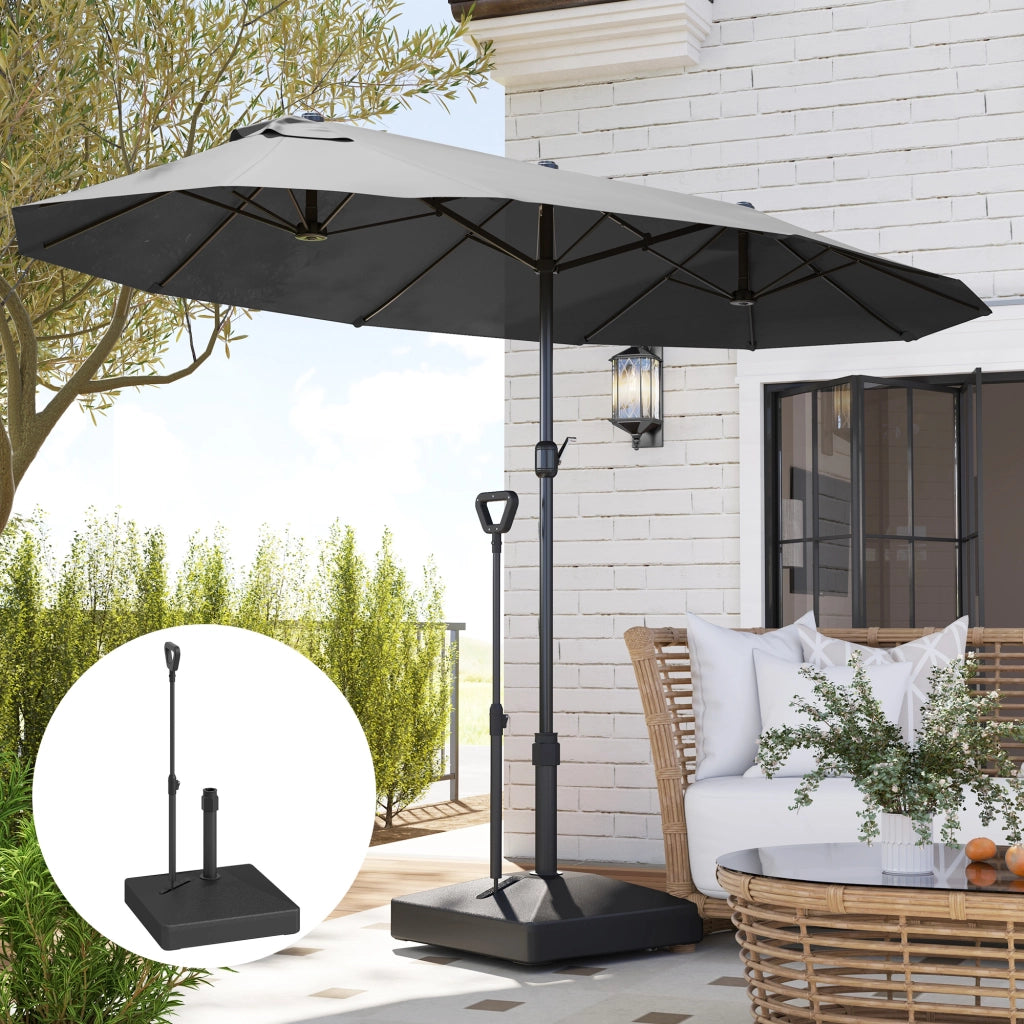 Supporto parasol in HDPE con ruote e maniglia ¨C zephmum ¨C 60x60x104 cm nero