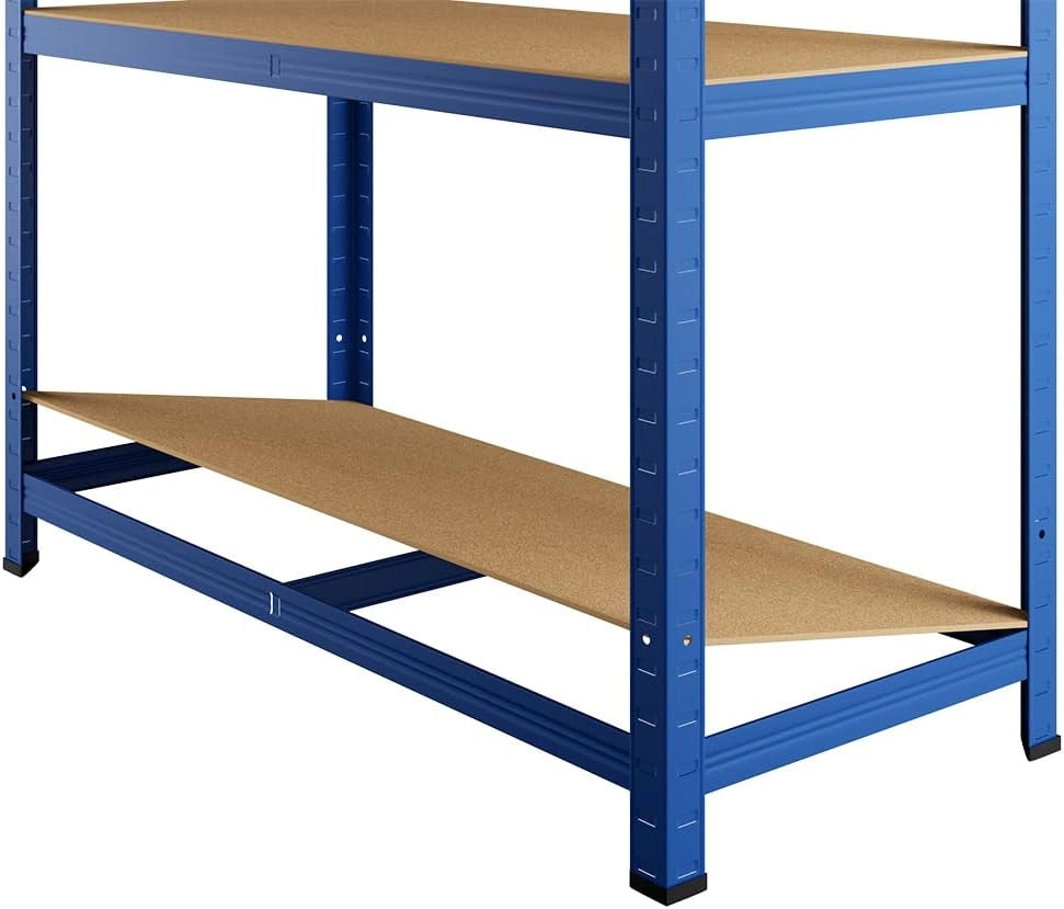 Scaffale in Metallo 2 pz 180x90x40cm 875kg Scaffalatura Officina Magazzino 5 Ripiani MDF Blu