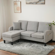 Divano angolare 166x118x77 cm con chaise longue modulare 3 posti grigio