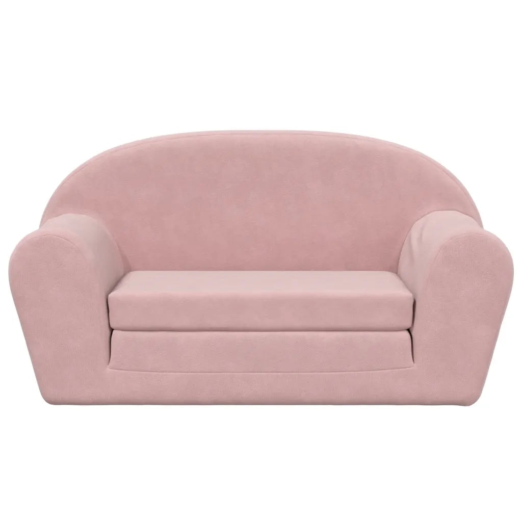 Divano Letto per Bambini a 2 Posti Rosa in Morbido Peluche