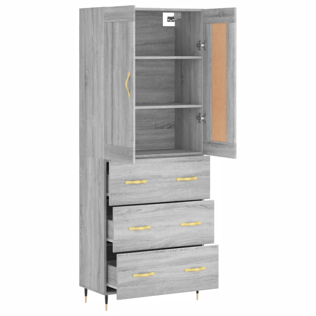 Credenza | Madia | Buffet da pranzo | Armadio da pranzo Grigio Sonoma 69,5x34x180 cm in Legno Multistrato