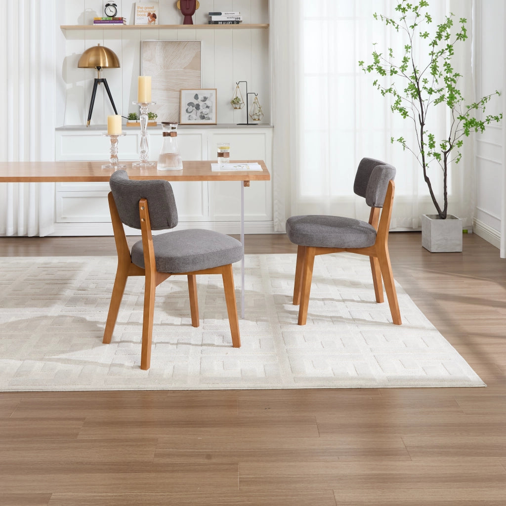 Sedie da Pranzo Set 2 Pezzi ¨C MINIMAL ¨C Seduta Imbottita in Tessuto, Gambe in Legno Massello
