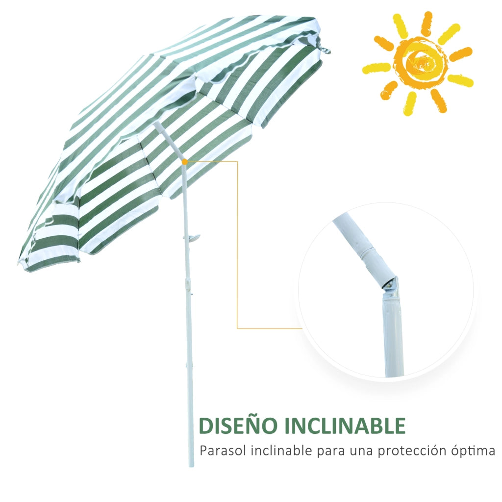 Ombrellone da Giardino con Tetto Inclinabile ¨C Zephmum ¨C ?180 cm Verde e Bianco