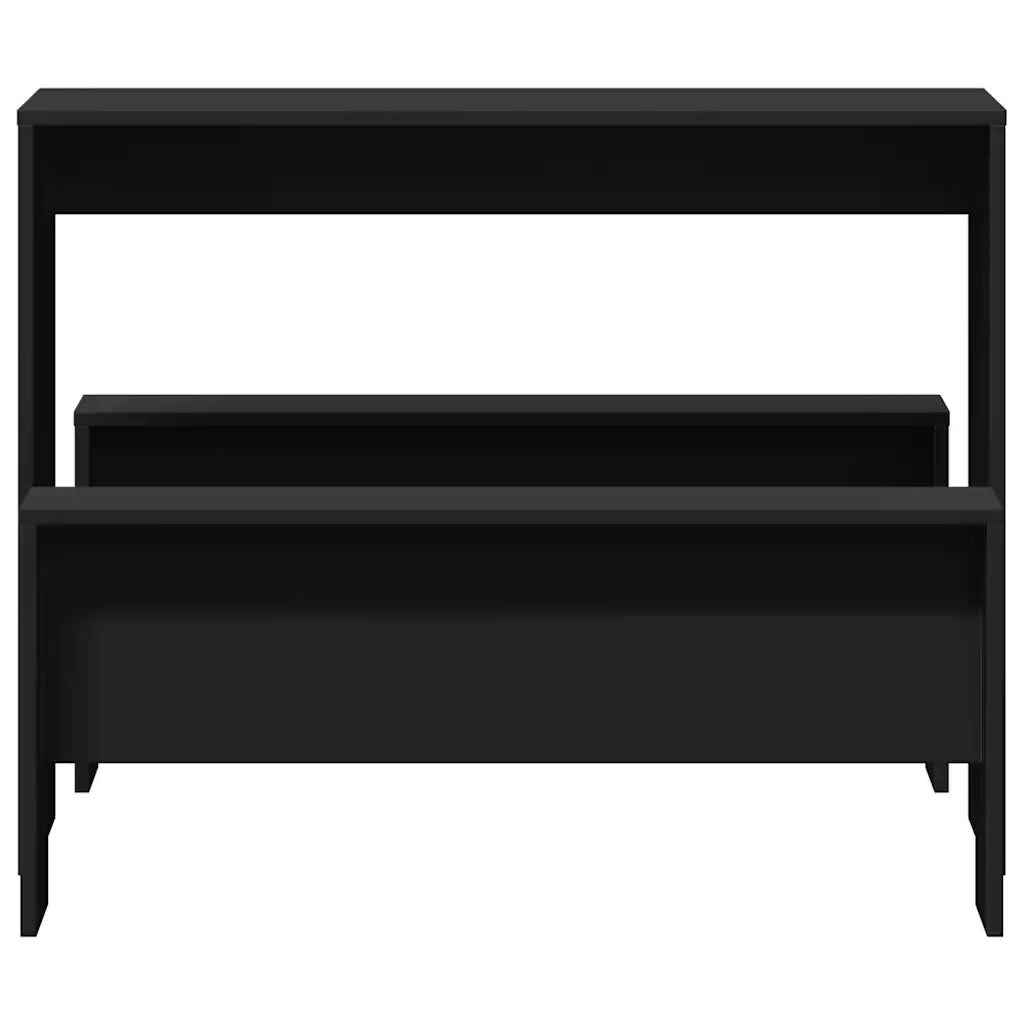 Set Tavolo da Pranzo e Panche 3 pz Nero in Truciolato 855531