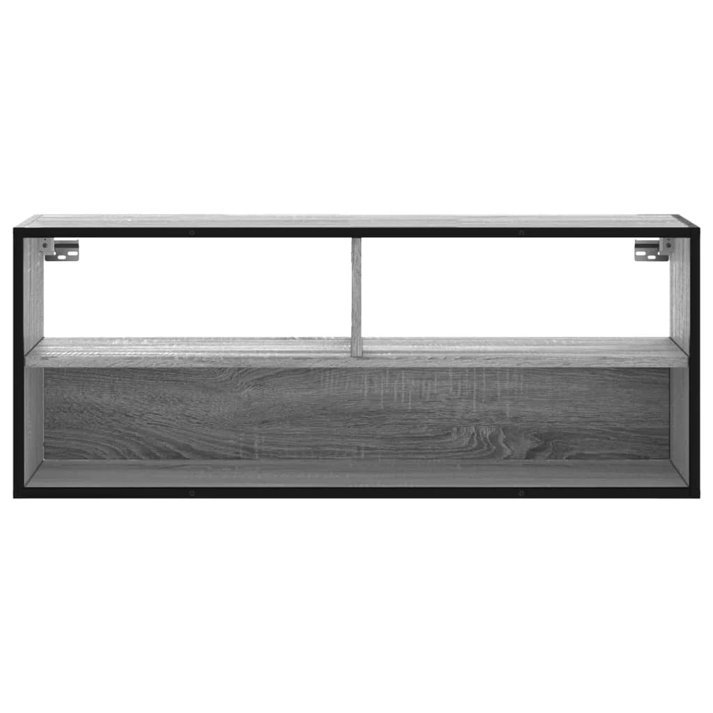 Mobile TV multimediale mensola TV credenza TV sala da pranzo soggiorno camera da letto Sonoma 100 x 31 x 39,5 cm legno ingegnerizzato e metallo grigio 02_0028319
