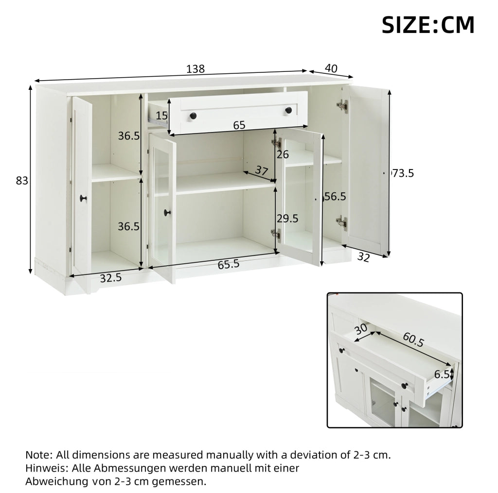 SIDEBOARD 4 ante e 1 cassetto 138x40x83 cm MDF bianco