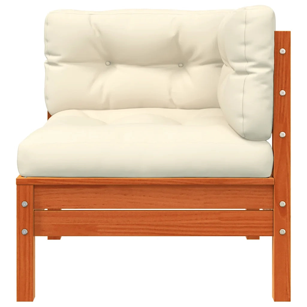 Divano Angolare Giardino Cuscini 2pz Marrone Cera Massello Pino 838154