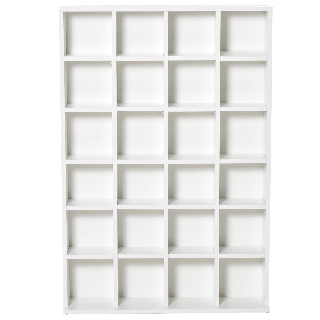 Mobile Libreria porta CD da 24 Ripiani ad Altezza Regolabile. in Truciolato. 130.5x89x20 cm. Bianco