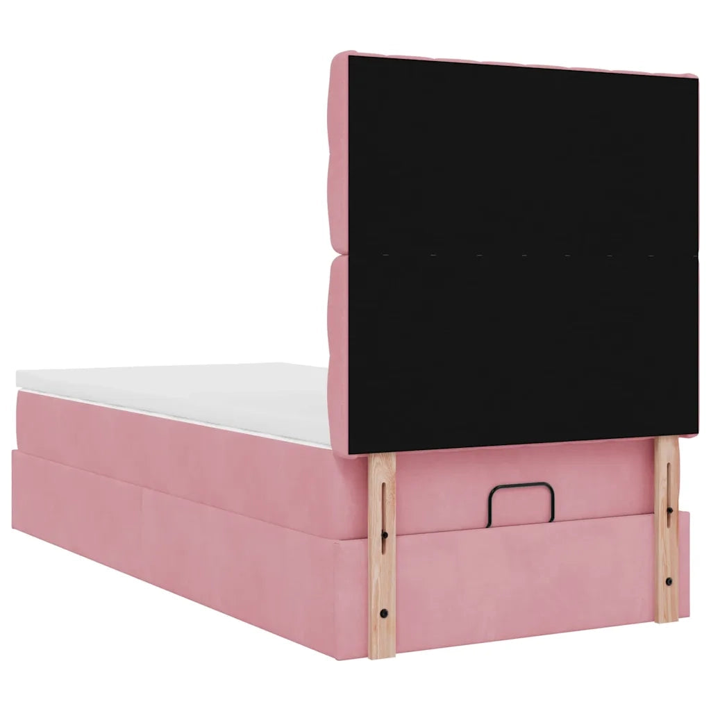 Struttura Letto Pouf con Materassi Rosa 100x200 cm Velluto 3313528