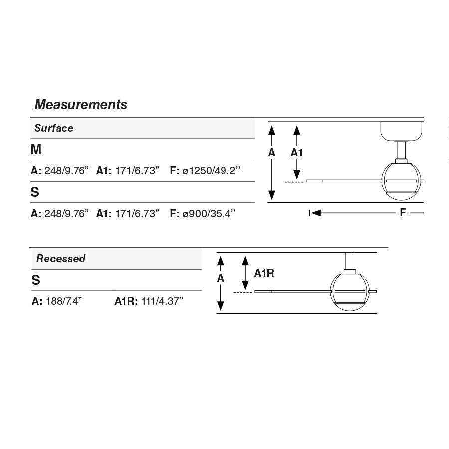 SFERA RECESSED S Ventilatore da soffitto nero