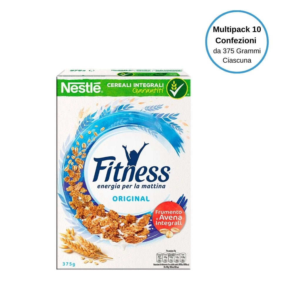 Nestle' fitness original cereali fiocchi di frumento integrale multipack da 10 confezioni da 375 grammi ciascuna