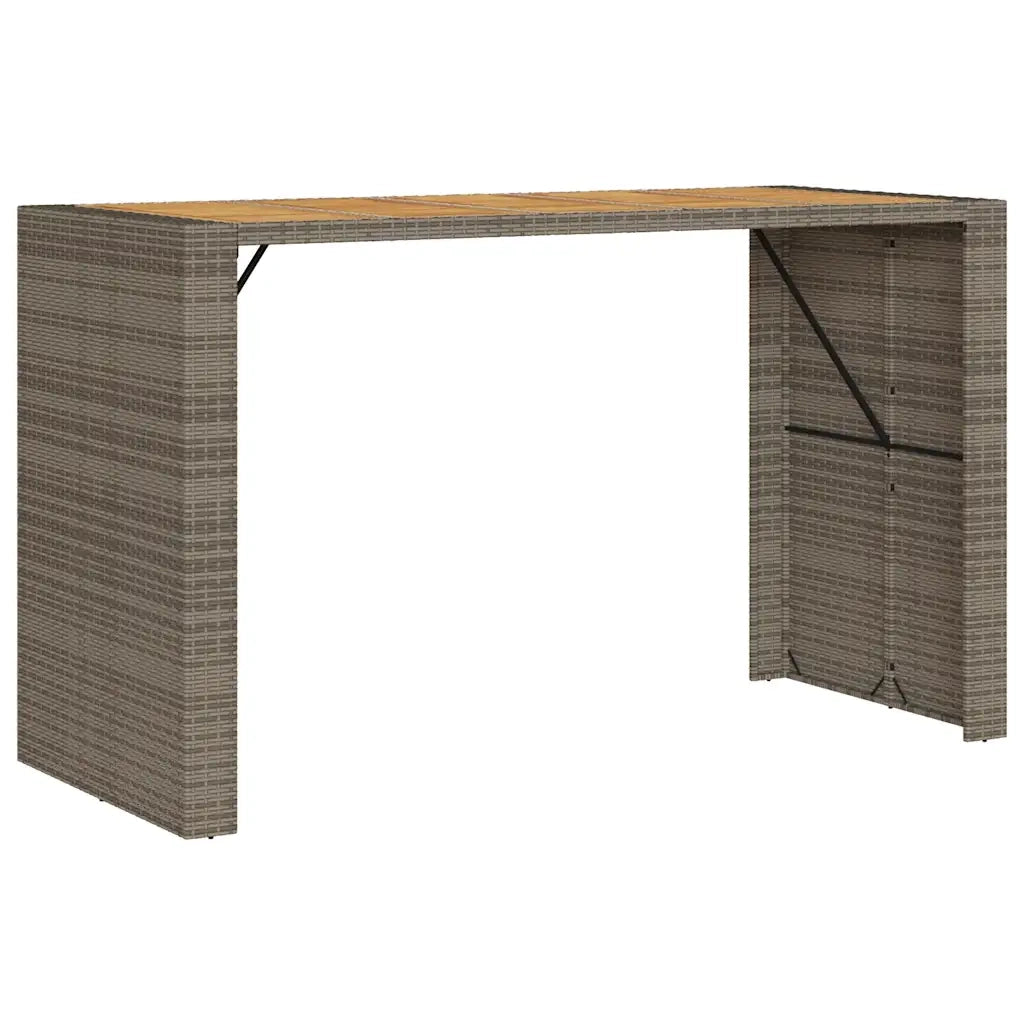 vidaXL Set Bar da Giardino 7pz senza Cuscini Grigio Polyrattan Acacia