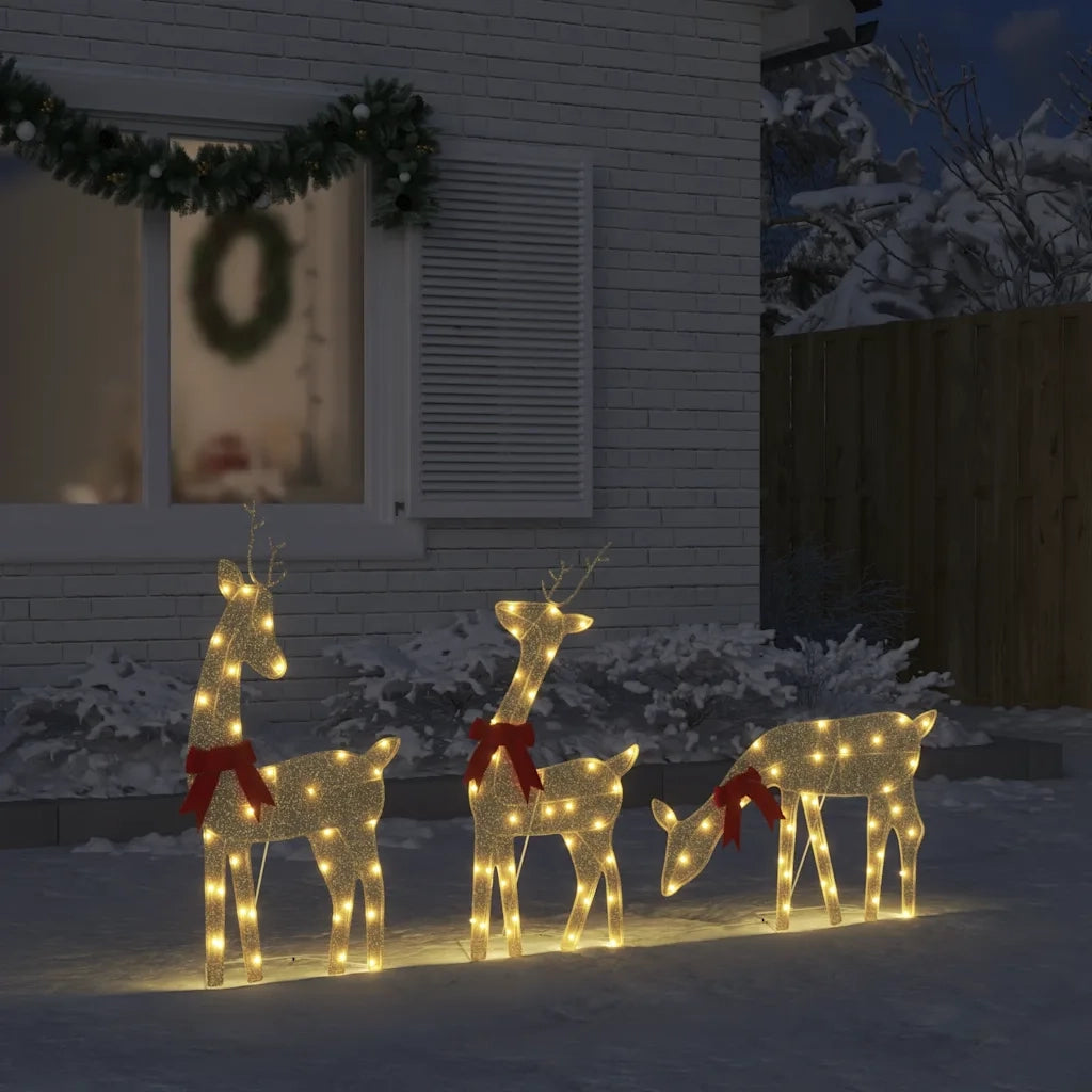 Decorazione Natalizia Renna 3 pz 90 LED Bianco Caldo 4019500