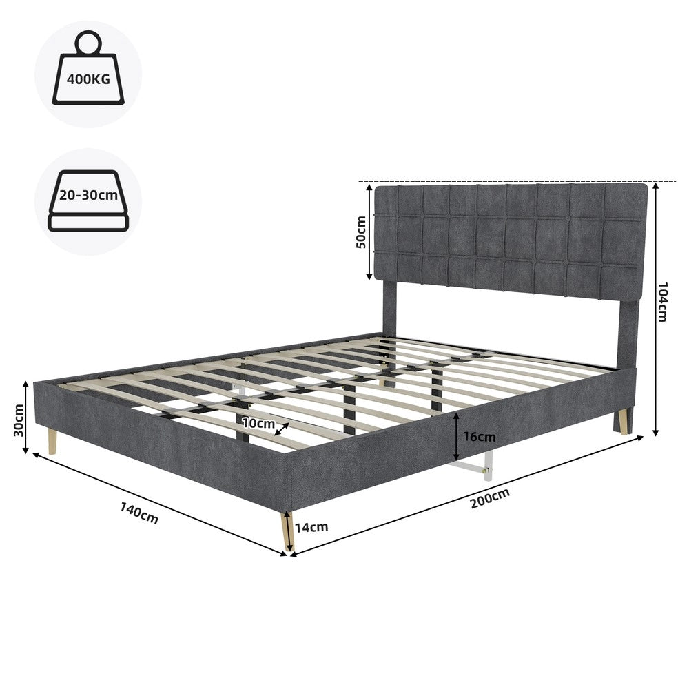 Letto Matrimoniale Imbottito ¨C Xylo ¨C Tessuto Grigio Scuro 140x200