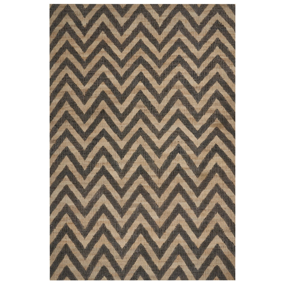 Tappeto di iuta naturale intrecciata con motivo geometrico beige e nero 200 x 300 cm stile boho camera da letto soggiorno