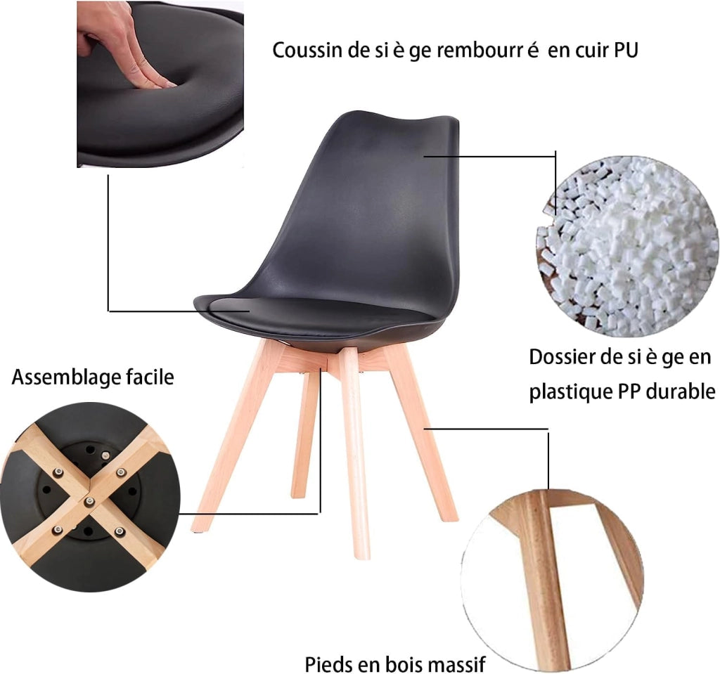 GrandCA HOME Set da pranzo Tavolo da pranzo con 4 sedie, Tavolo da pranzo rotondo in legno 100 * 100 * 75 cm, 4 sedie con schienale alto, Gambe in legno di faggio, (Marrone scuro + Nero)