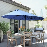 Ombrellone da Giardino Doppio con Apertura a Manovella, Acciaio e Poliestere, 460x270x240 cm, Blu