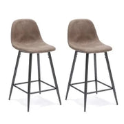 E-STYLO Sgabello in similpelle tortora con gambe in metallo antracite, imbottito, 50cm X 43cm H. 93cm.