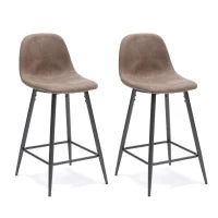 E-STYLO Sgabello in similpelle tortora con gambe in metallo antracite, imbottito, 50cm X 43cm H. 93cm.
