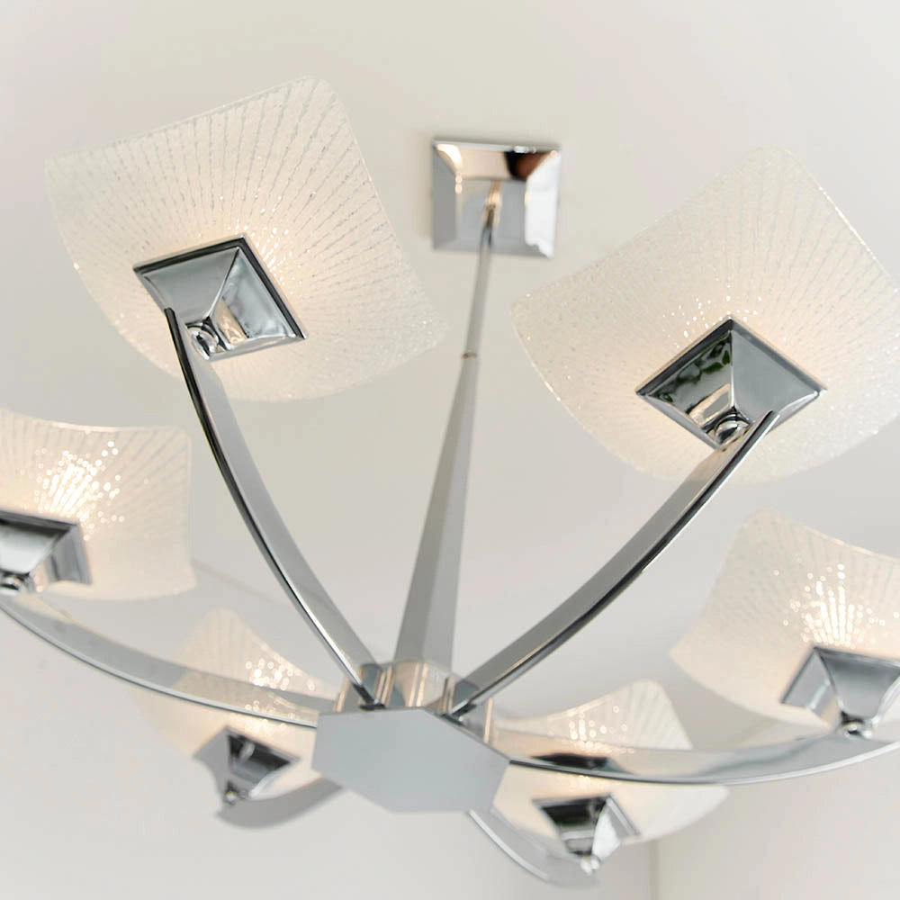 Plafoniera Ayres Endon cromo vetro scavo 6xG9 dimmerabile