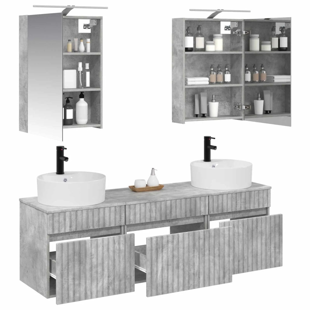 Set di Armadi da Bagno 5 pcs Grigio Cemento 50 x 14,5 x 70 cm 3406594