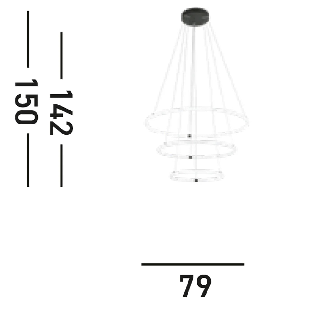 Lampadario Moderno Revolve Acciaio Bianco Policarbonato Nero Led 59,81W 3000K