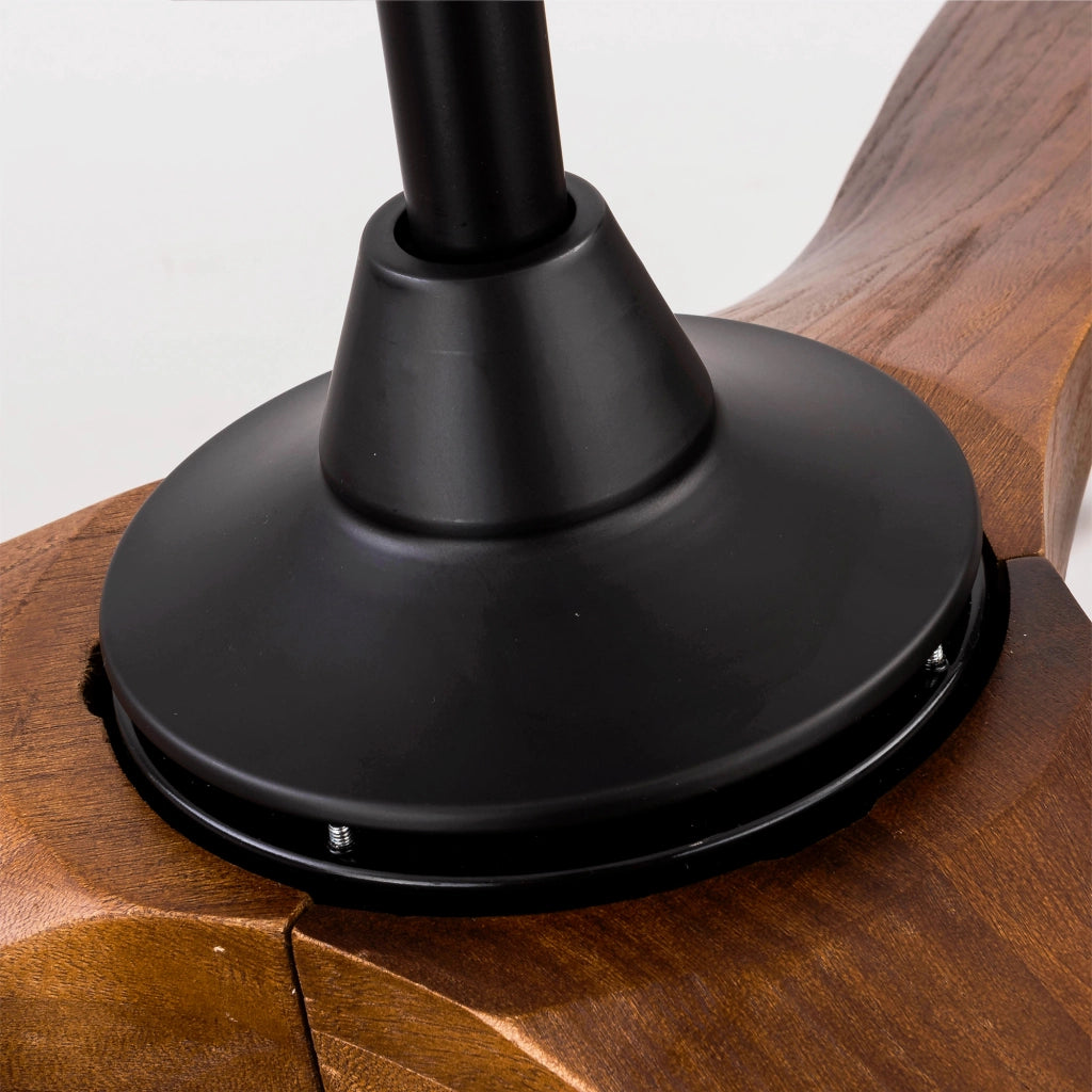 Ventilatore a soffitto senza luce a 6 velocità con telecomando motore DC reversibile nero e noce scuro