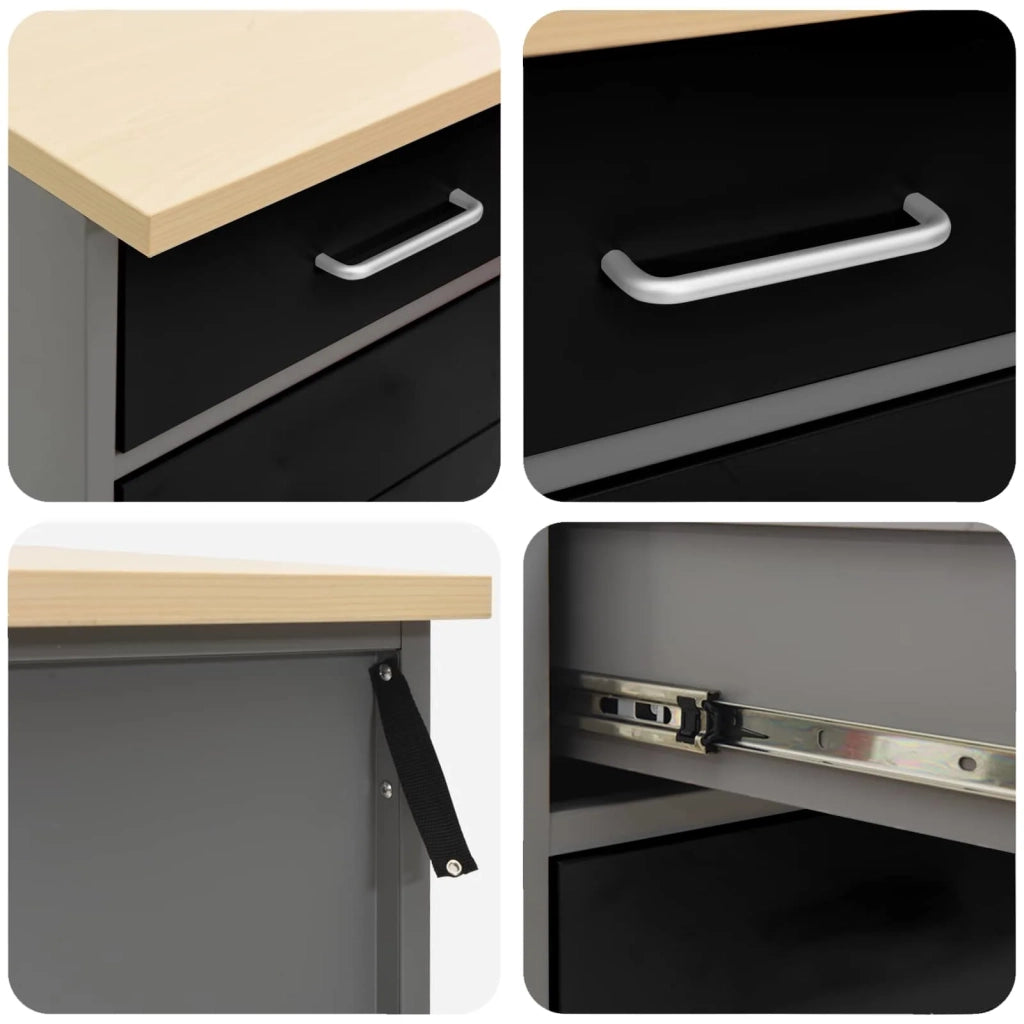 Mobile da lavoro 4 pcs Nero Legno ingegnerizzato e acciaio 3321382