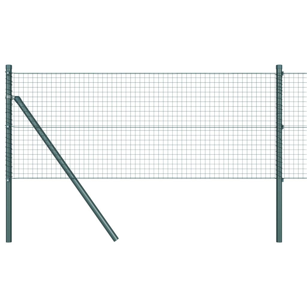 Recinzione in Rete Saldato con 13 Pali Verde 0.5x100 m Acciaio