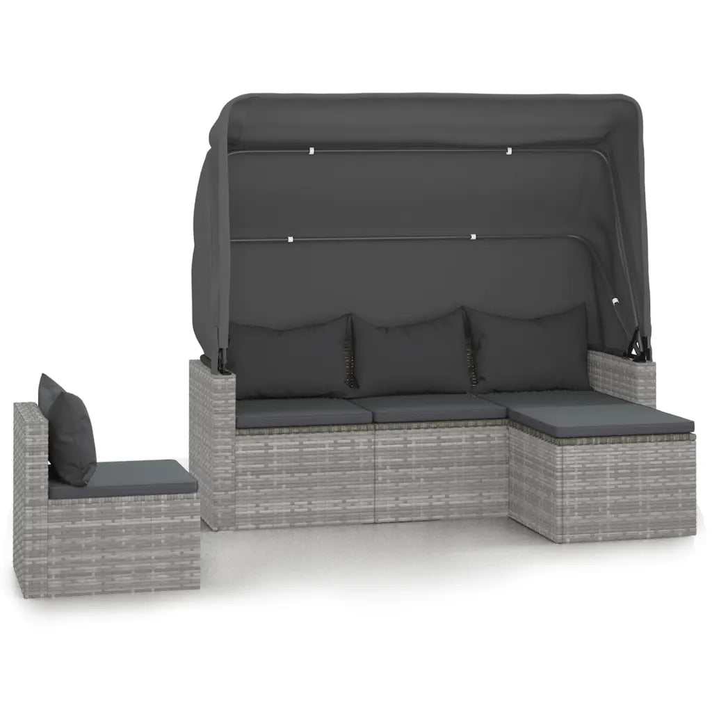 Set Divani da Giardino 4 pz con Cuscini in Polyrattan Grigio 3186649