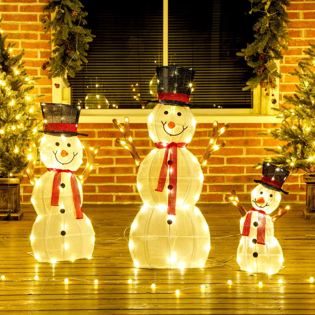 Set Decorazioni Natalizie Famiglia Pupazzo di Neve ¨C Minimal ¨C LED, Bianco, Esterno