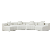 Divano modulare 4 posti con cuscini e design curvo per soggiorno in chenille beige