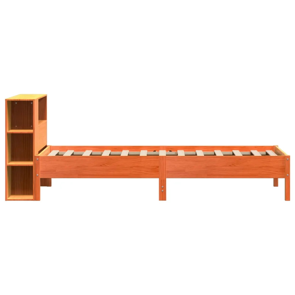 vidaXL Letto Libreria senza Materasso Marrone Cera 100x200 cm in Pino