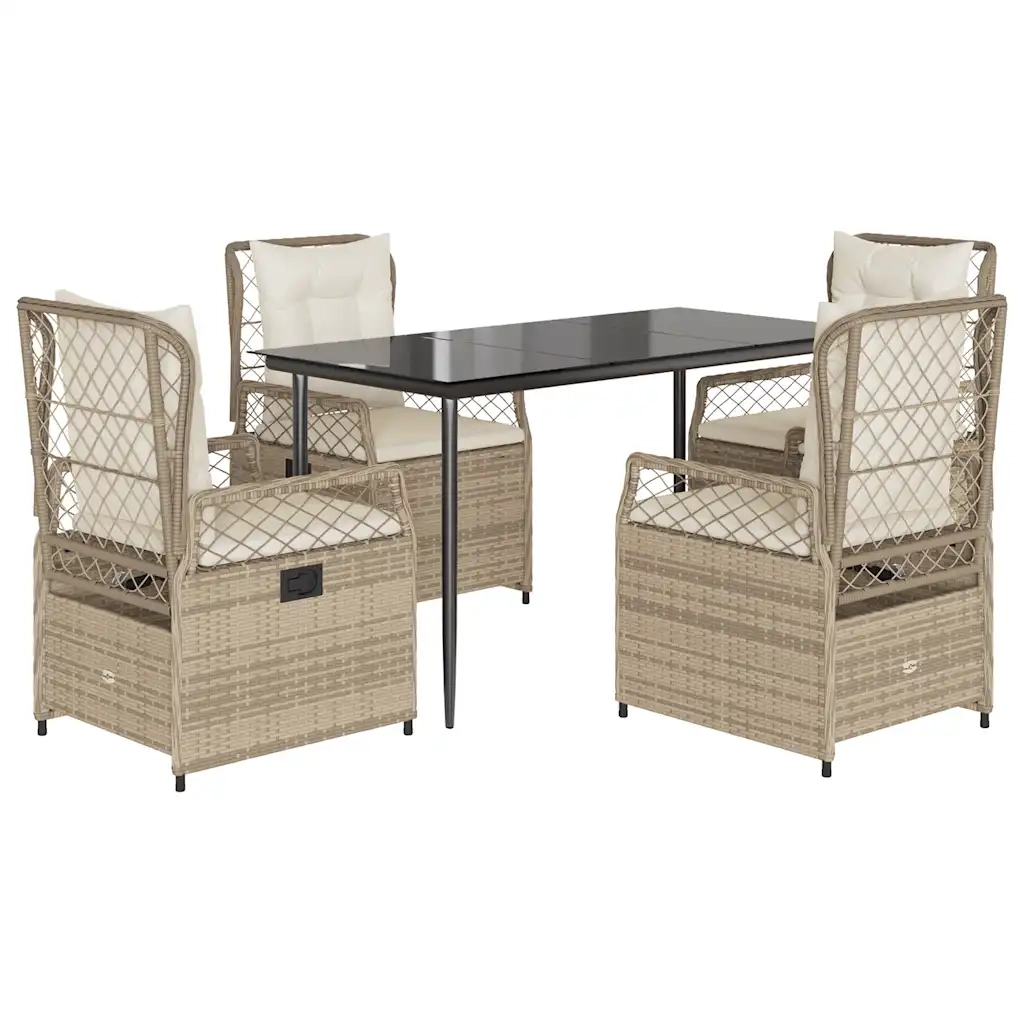 vidaXL Set da Pranzo da Giardino 5 pz con Cuscini Beige in Polyrattan