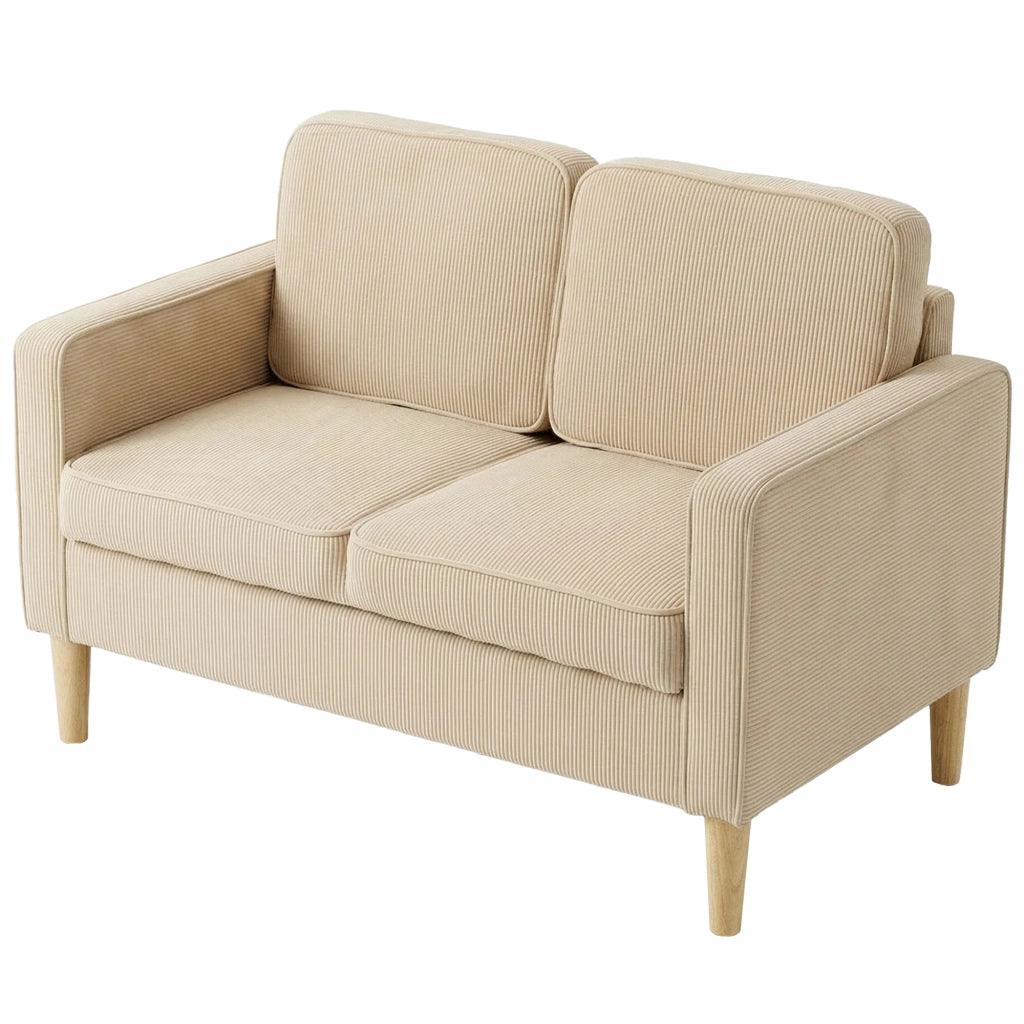 Divano 2 Posti con Cuscini e Contenitore ¨C Zephmum ¨C Beige Tessuto 117x63x79 cm