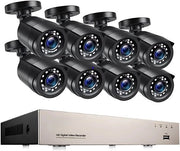 Sistema di Sicurezza H.265 + 8 canali - Kit di 8 telecamere esterne - Sistema di Sicurezza per la Casa - Kit di Telecamere Wi-Fi - Registrazione Video e Audio - Telecamere di Sicurezza - 8 unità - Visione Notturna - Sensore di Movimento