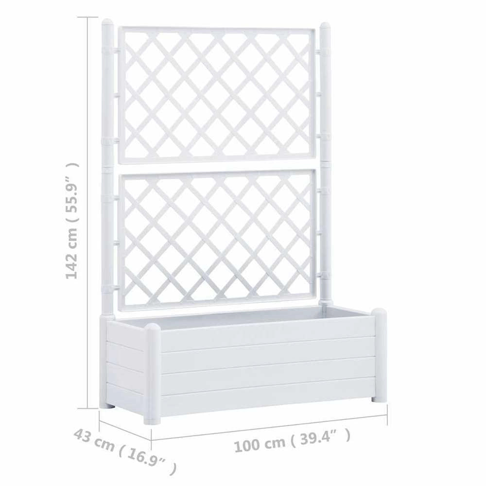 Plant Pot With Trellis 100x43x142 Cm PP White
