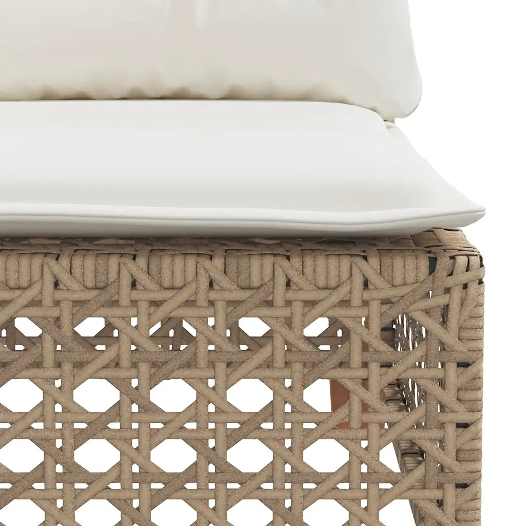 Divano Angolare da Giardino con Cuscini Beige in Polyrattan 365925