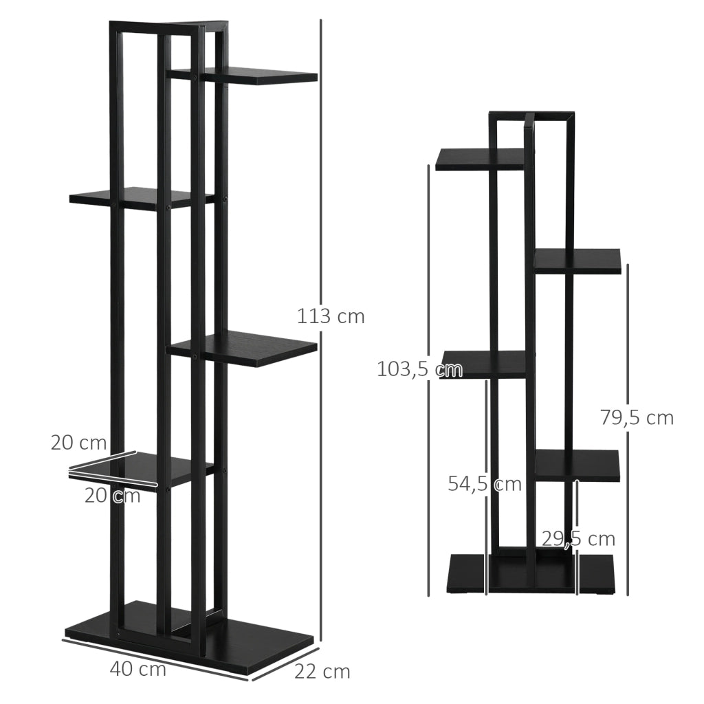Scaffale per piante 5 livelli in metallo per interno ed esterno ¨C Zephmum ¨C 40x22x113cm nero