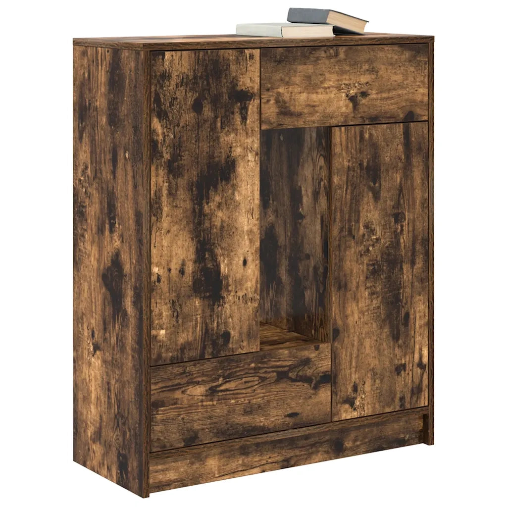 Credenza con Cassetti e Ante Rovere Fumo 73x31x90 cm