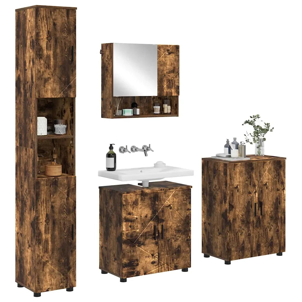 Set di mobili per il bagno Montaggio a parete 4 pcs Rovere fumé 3393008