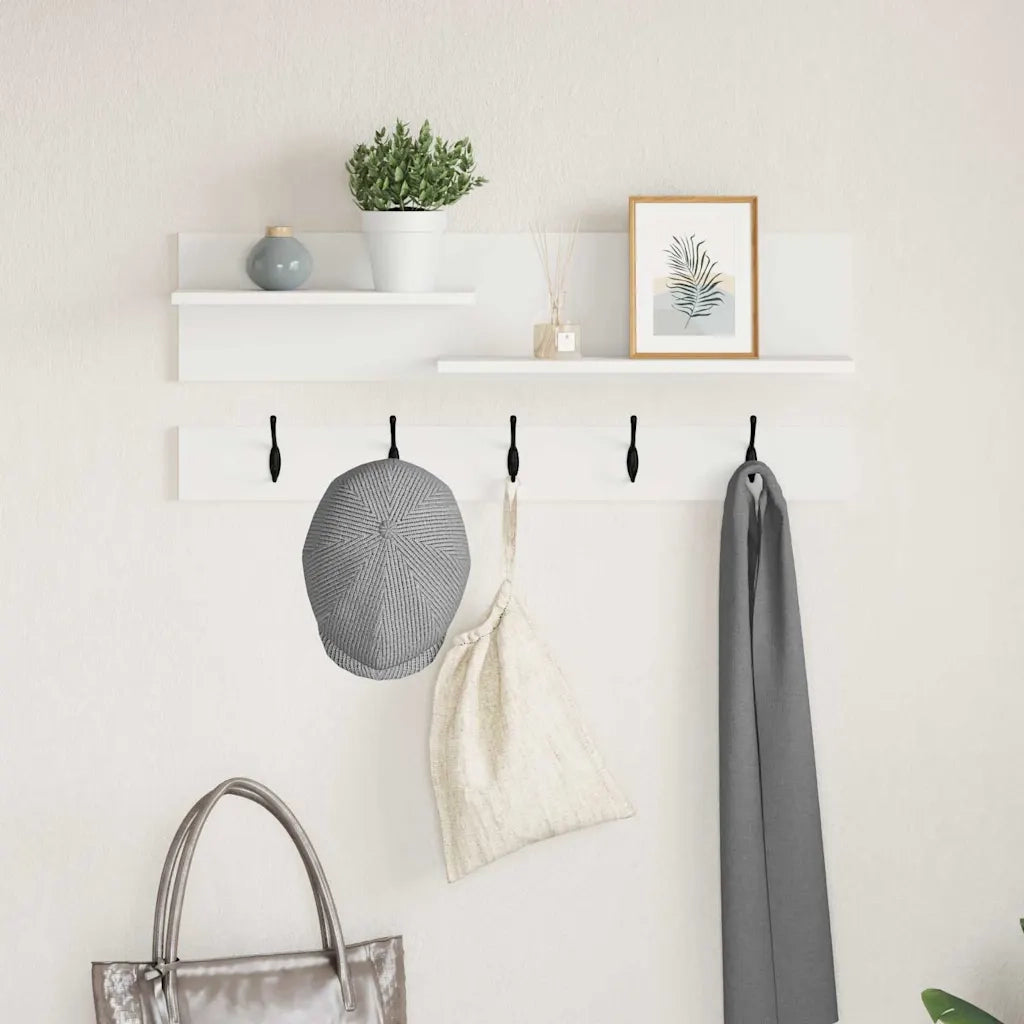 vidaXL Appendiabiti a muro Bianco 90 x 15 x 36 cm Legno multistrato