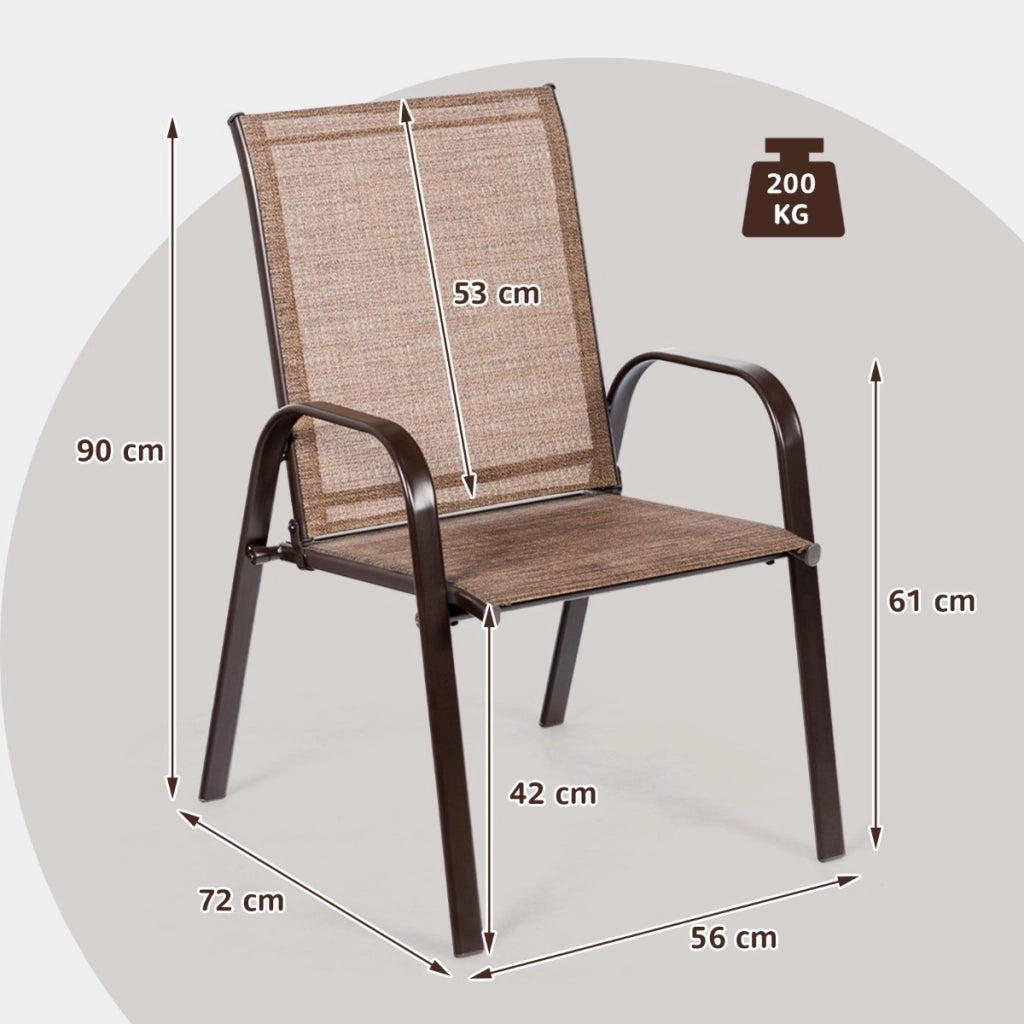 Sedie da giardino per patio con braccioli curvi tessuto facile da asciugare telaio in metallo, Sedie da bistrot Marrone-Poltrone e sdraio