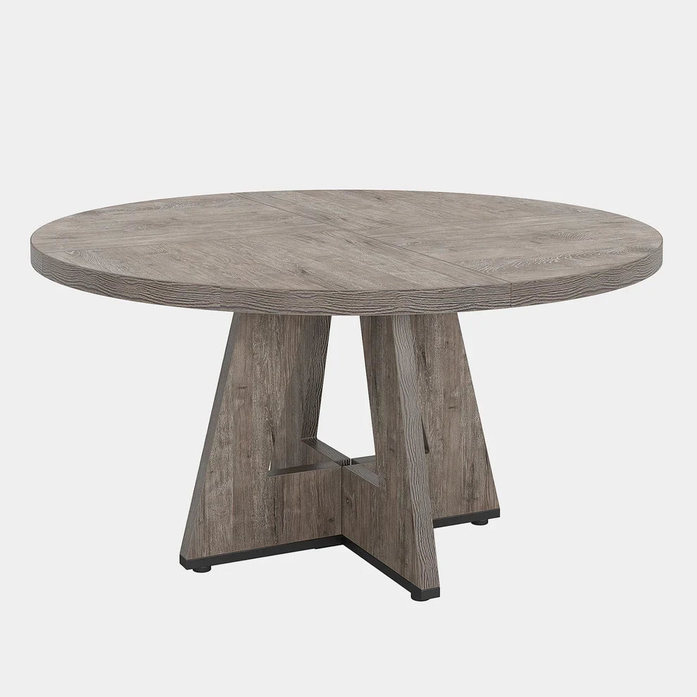 Tavolo da pranzo rotondo stile farmhouse 120 cm grigio in legno ingegnerizzato per 4 persone